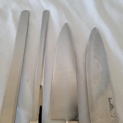 Kitchen Knives, Blocks, and Sharpener (K-EL)