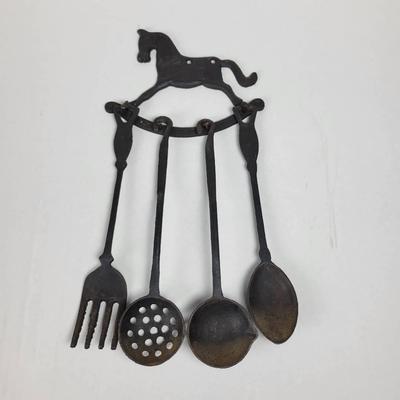 Wrought Iron Rocking Horse Utensil Holder