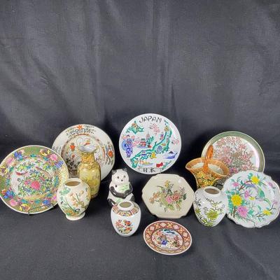 TDU118 Asian Inspired Decorative Plates, Vase, Etc