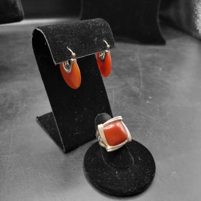 BEC140 BARSE 925 Natural Stone & Sterling Earrings And Ring