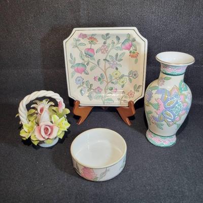 Vintage Dynasty Heygill Handpainted Embossed Tray & Dish,