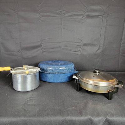 SaladMaster Automatic Skillet, Enamel Roaster, Whirley-Pop Popcorn Pan