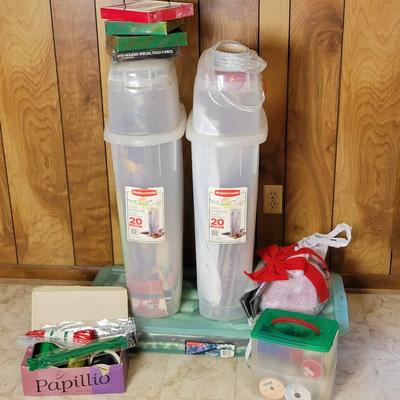 Large Collection of Wrapping Paper, Gift Bags, Ribbon, Etc  (totes included)