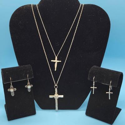 Sterling Silver Cross Jewelry 13.5g Total