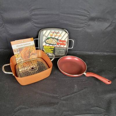 CHA215 (3) Non-Stick Cooking Pans: Nordic Ware, Copper Chef, Ecolution