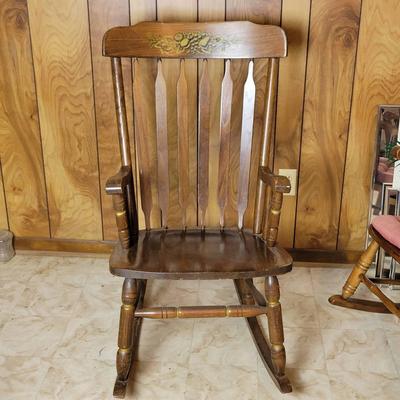 Vintage Wood Rocker With Stenciled Design