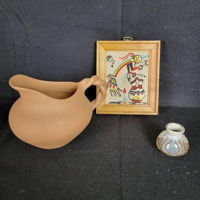 Pitcher By Edna Romero Taos 1994, Rainbow Yei Sand Art, Etc