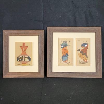 CHA318 (2) Navajo Sand Paintings With Custom Frames