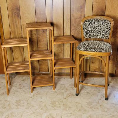 CHA329 Bentwood Barstool & Plant Stand