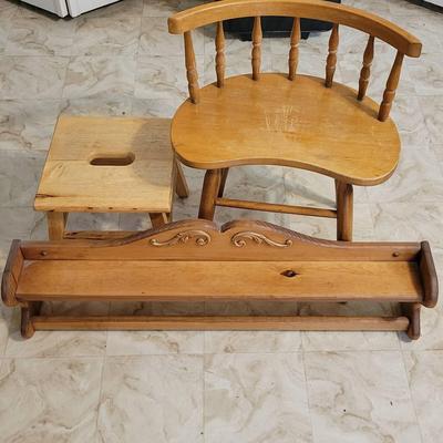 Vintage Vanity Stool, Hanging Blanket Rack, Stephanie Stool