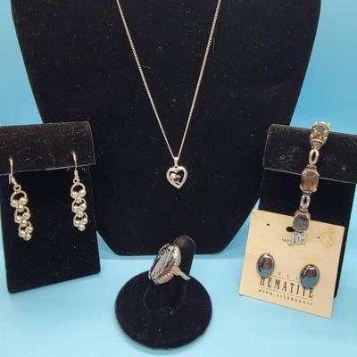 Sterling Jewelry: Necklace, Earrings, Ring, Bracelet 