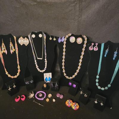 Costume Jewelry: Cloth Necklaces, Handmade Earrings, Rings, Watch Faces, Etc