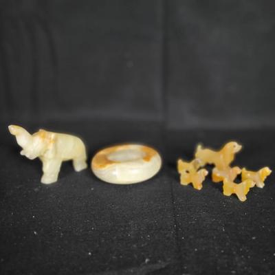 CHA384 Assorted Alabaster Figurines, Ashtray