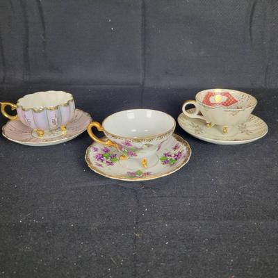 CHA402 (3) Porcelain Cups/saucers