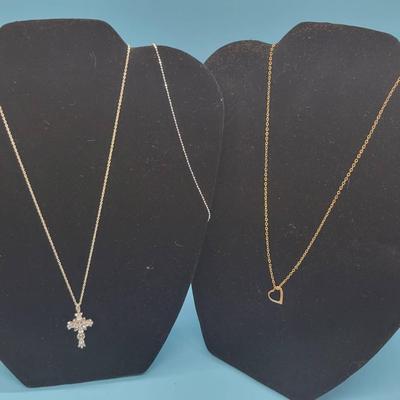 Sterling Chain With 14kt White Gold Cross, White Gold Anklet, 14kt Gold Chain With Floating Heart