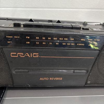 DVD/VHS player, boombox & headphones