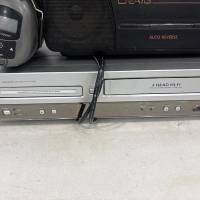 DVD/VHS player, boombox & headphones
