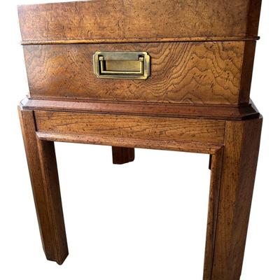 Pair of Campaign Style Burlwood Side tables