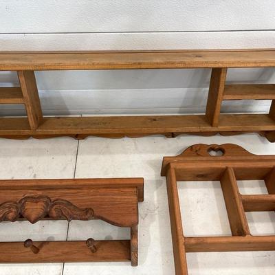 3 wood shelves