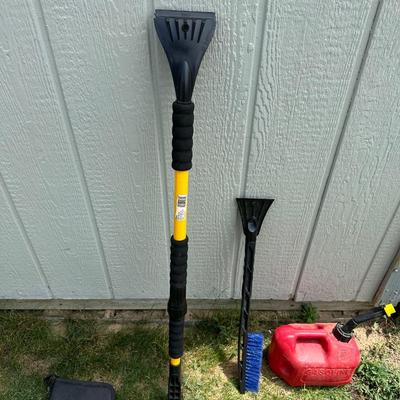ROCKET POWER JUMP STARTER, ICE/SNOW SCRAPERS & A GAS CAN