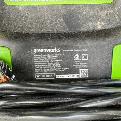 GREENWORKS PRESSURE WASHER WITH VARIOUS SCRUB BRUSHES