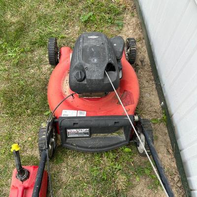 MTD LAWN MOWER, GAS CAN AND GARDEN HOSES