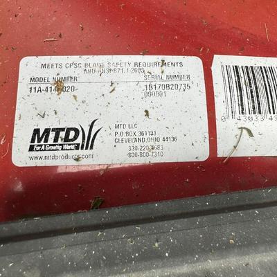 MTD LAWN MOWER, GAS CAN AND GARDEN HOSES