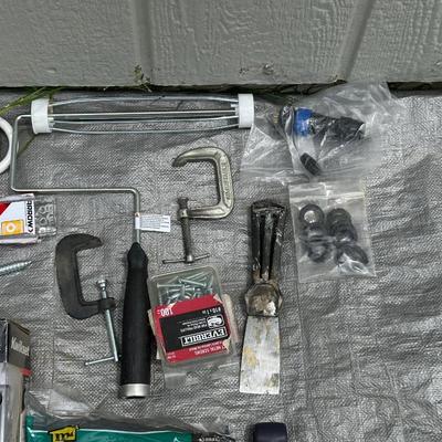 HOME MAINTENANCE ITEMS, EXTENSION CORD, HARDWARE, TARP AND MOORE