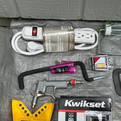 HOME MAINTENANCE ITEMS, EXTENSION CORD, HARDWARE, TARP AND MOORE