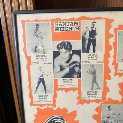 FRAMED POSTER OF WORLD CHAMPIONS AND PAST GREATS OF THE PRIZE RING