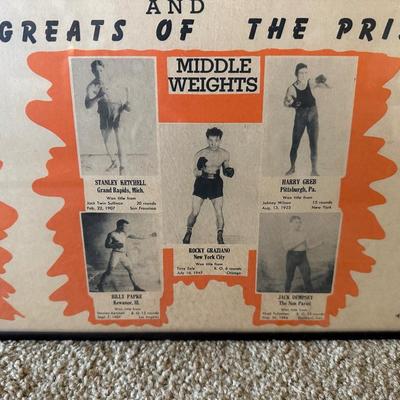 FRAMED POSTER OF WORLD CHAMPIONS AND PAST GREATS OF THE PRIZE RING