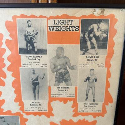 FRAMED POSTER OF WORLD CHAMPIONS AND PAST GREATS OF THE PRIZE RING