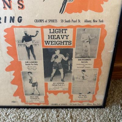 FRAMED POSTER OF WORLD CHAMPIONS AND PAST GREATS OF THE PRIZE RING