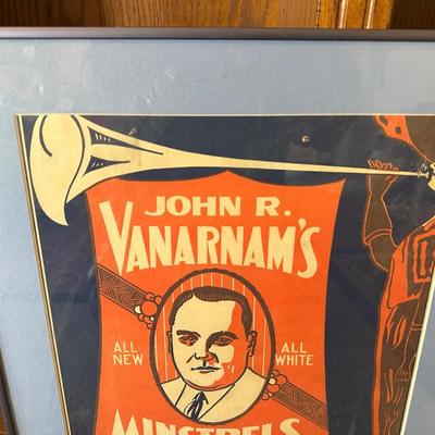 FRAMED VINTAGE MINSTRELS POSTER