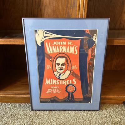 FRAMED VINTAGE MINSTRELS POSTER