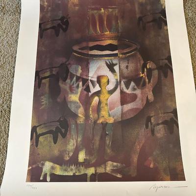 SIGNED AND NUMBERED NATIVE AMERICAN INFLUENCED ARTWORK