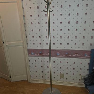 Silver metal hall tree