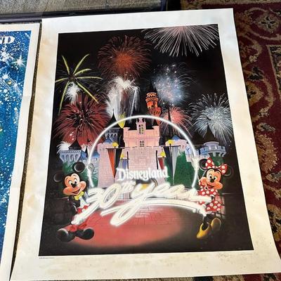 WALT DISNEY'S FANTASIA MOVIE POSTER AND DISNEYLAND 30TH YEAR SIGNED AND NUMBERED POSTER