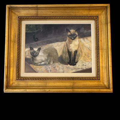 Original oil of Siamese Cats