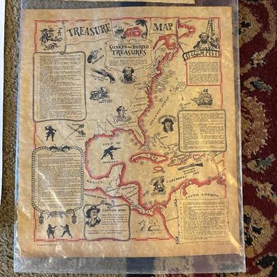 DISNEY CAST CALL POSTER, GOLDEN ANNIVERSARY OF SNOW WHITE POSTER AND PIRATE MAPS