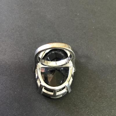 Vintage black onyx, silver toned very nice statement ring plus Vintage black onyx, silver toned very nice statement ring plus size
