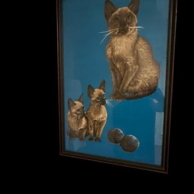 Vintage Siamese Cats on Woven Cloth