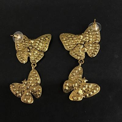 Betsey Johnson butterfly crystal Rhinstone drop dangle earrings