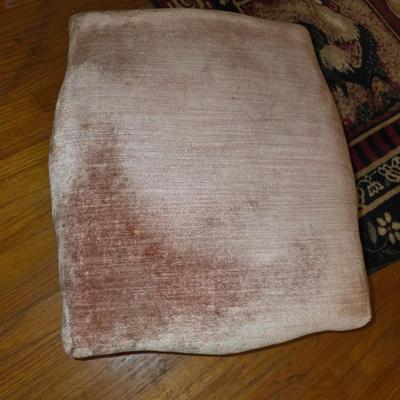 Pink chenille ottoman