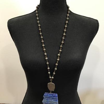 Large, beautiful, vintage lapis lazuli pendant statement