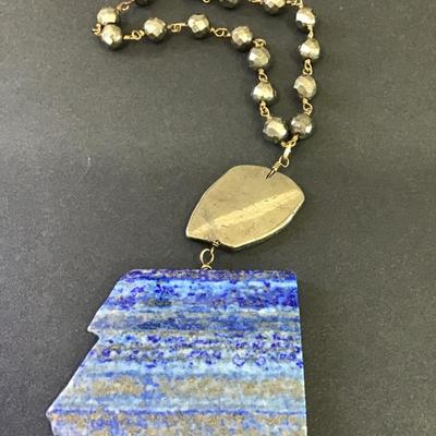 Large, beautiful, vintage lapis lazuli pendant statement
