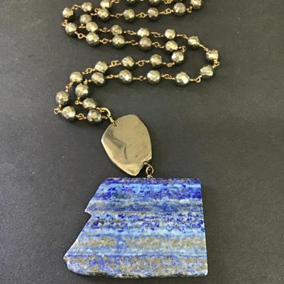 Large, beautiful, vintage lapis lazuli pendant statement