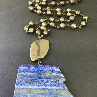 Large, beautiful, vintage lapis lazuli pendant statement