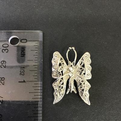 Vintage Silver tone, rhinestone butterfly pin/brooch