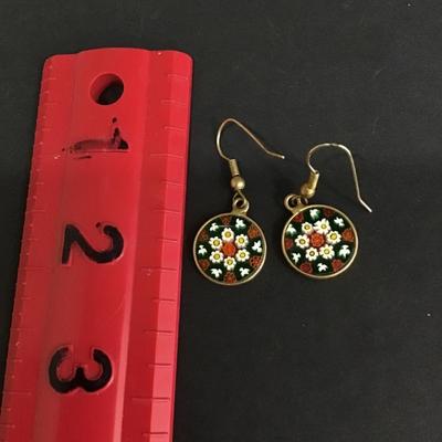Murano glass millefiori dangle earrings